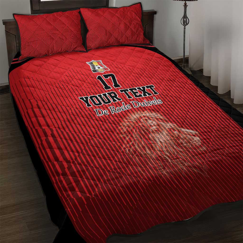 Custom Belgium Football We are Champions Quilt Bed Set Red Style Come on De Rode Duivels