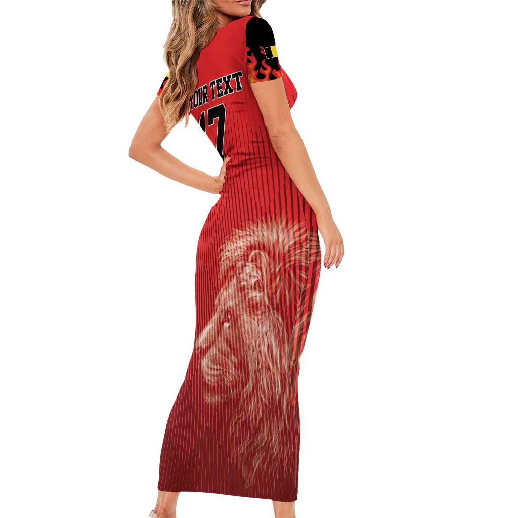 Custom Belgium Football We are Champions Short Sleeve Bodycon Dress Red Style Come on De Rode Duivels