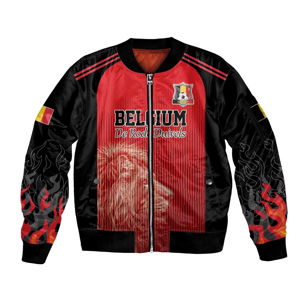 Custom Belgium Football We are Champions Sleeve Zip Bomber Jacket Red Style Come on De Rode Duivels
