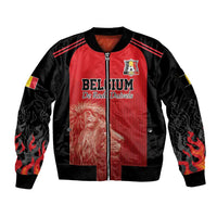 Custom Belgium Football We are Champions Sleeve Zip Bomber Jacket Red Style Come on De Rode Duivels
