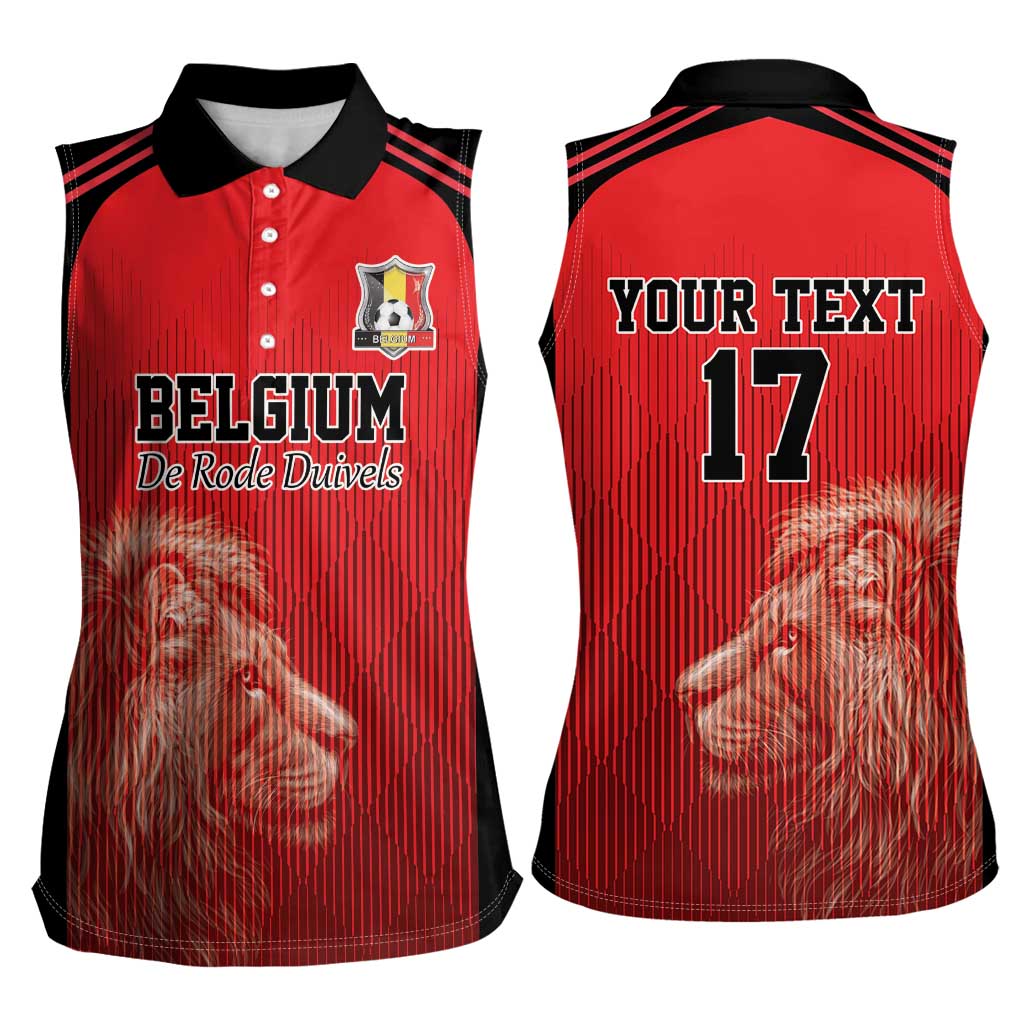 Custom Belgium Football We are Champions Women Sleeveless Polo Shirt Red Style Come on De Rode Duivels