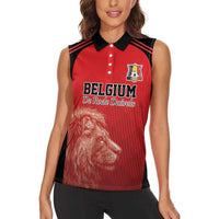 Custom Belgium Football We are Champions Women Sleeveless Polo Shirt Red Style Come on De Rode Duivels