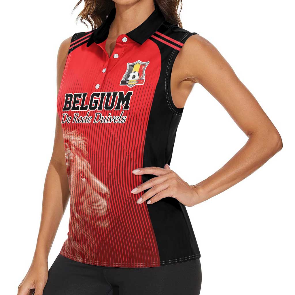 Custom Belgium Football We are Champions Women Sleeveless Polo Shirt Red Style Come on De Rode Duivels
