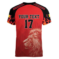 Custom Belgium Football We are Champions Women V-Neck T-Shirt Red Style Come on De Rode Duivels