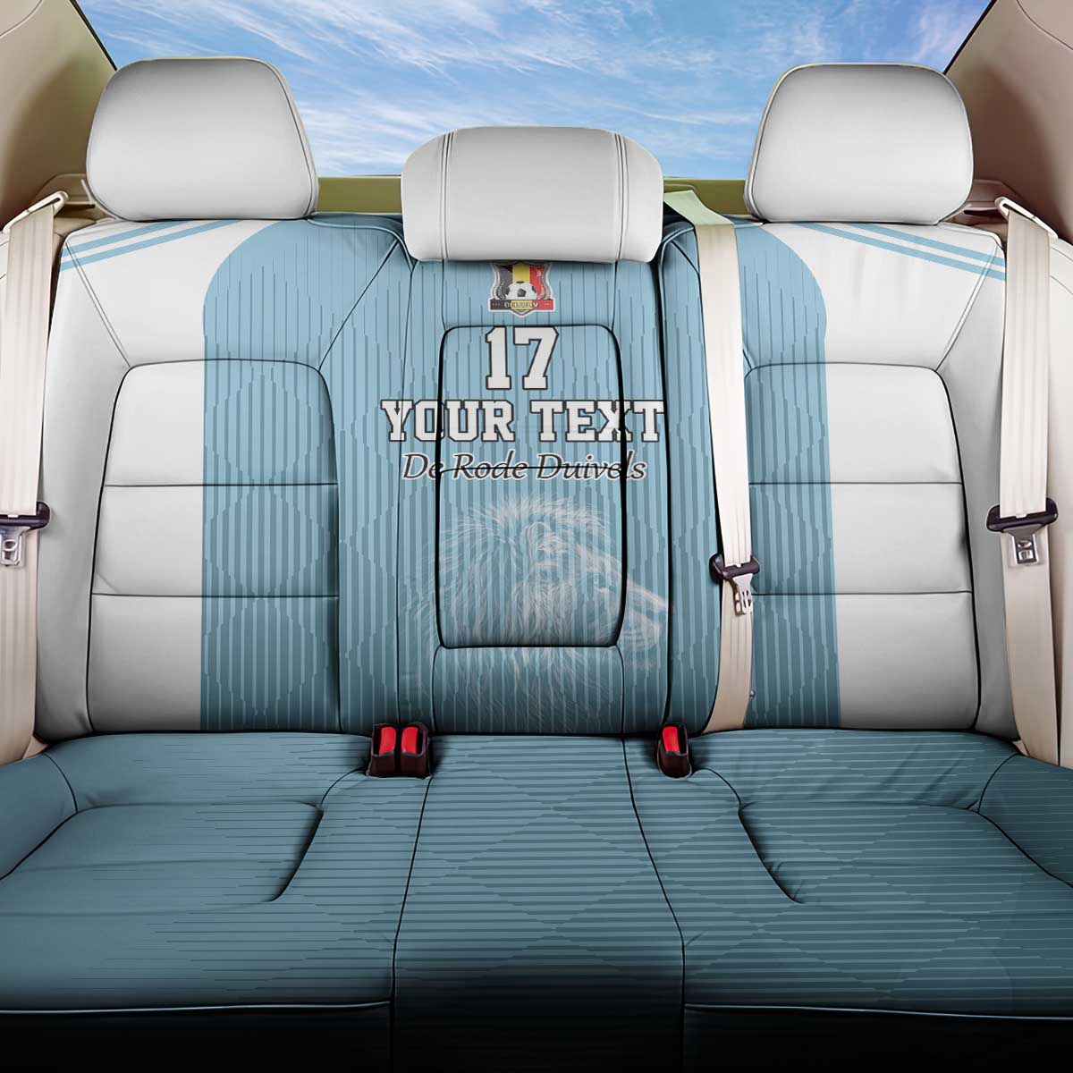 Custom Belgium Football We are Champions Back Car Seat Cover Blue Style Come on De Rode Duivels
