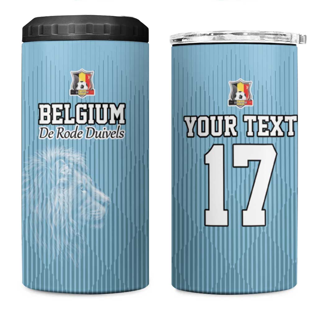 Custom Belgium Football We are Champions 4 in 1 Can Cooler Tumbler Blue Style Come on De Rode Duivels