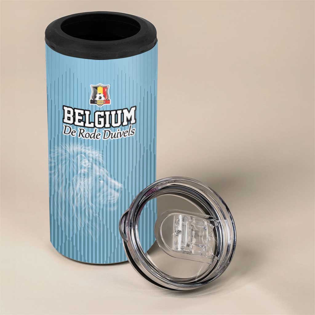 Custom Belgium Football We are Champions 4 in 1 Can Cooler Tumbler Blue Style Come on De Rode Duivels