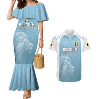 Custom Belgium Football We are Champions Couples Matching Mermaid Dress and Hawaiian Shirt Blue Style Come on De Rode Duivels