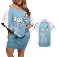 Custom Belgium Football We are Champions Couples Matching Off Shoulder Short Dress and Hawaiian Shirt Blue Style Come on De Rode Duivels