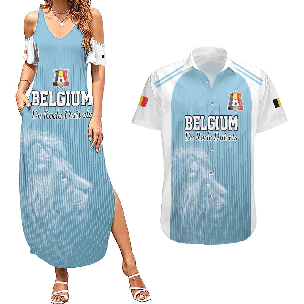 Custom Belgium Football We are Champions Couples Matching Summer Maxi Dress and Hawaiian Shirt Blue Style Come on De Rode Duivels