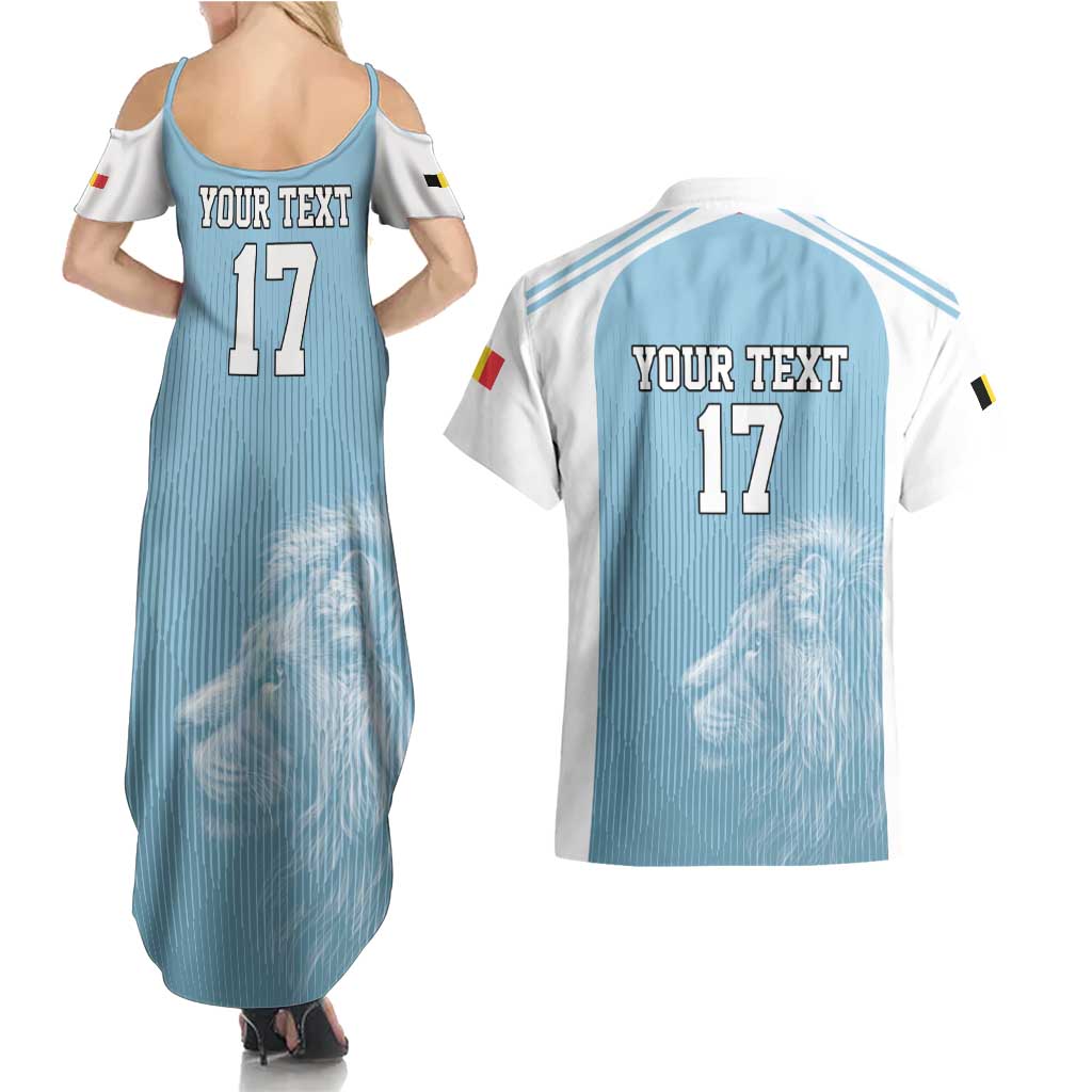 Custom Belgium Football We are Champions Couples Matching Summer Maxi Dress and Hawaiian Shirt Blue Style Come on De Rode Duivels