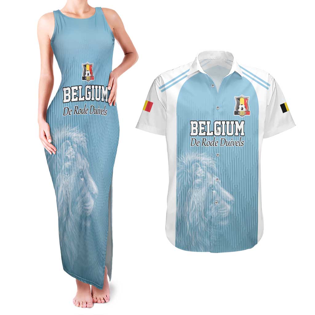Custom Belgium Football We are Champions Couples Matching Tank Maxi Dress and Hawaiian Shirt Blue Style Come on De Rode Duivels
