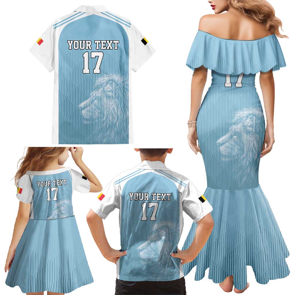 Custom Belgium Football We are Champions Family Matching Mermaid Dress and Hawaiian Shirt Blue Style Come on De Rode Duivels