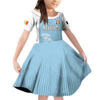 Custom Belgium Football We are Champions Family Matching Off Shoulder Short Dress and Hawaiian Shirt Blue Style Come on De Rode Duivels