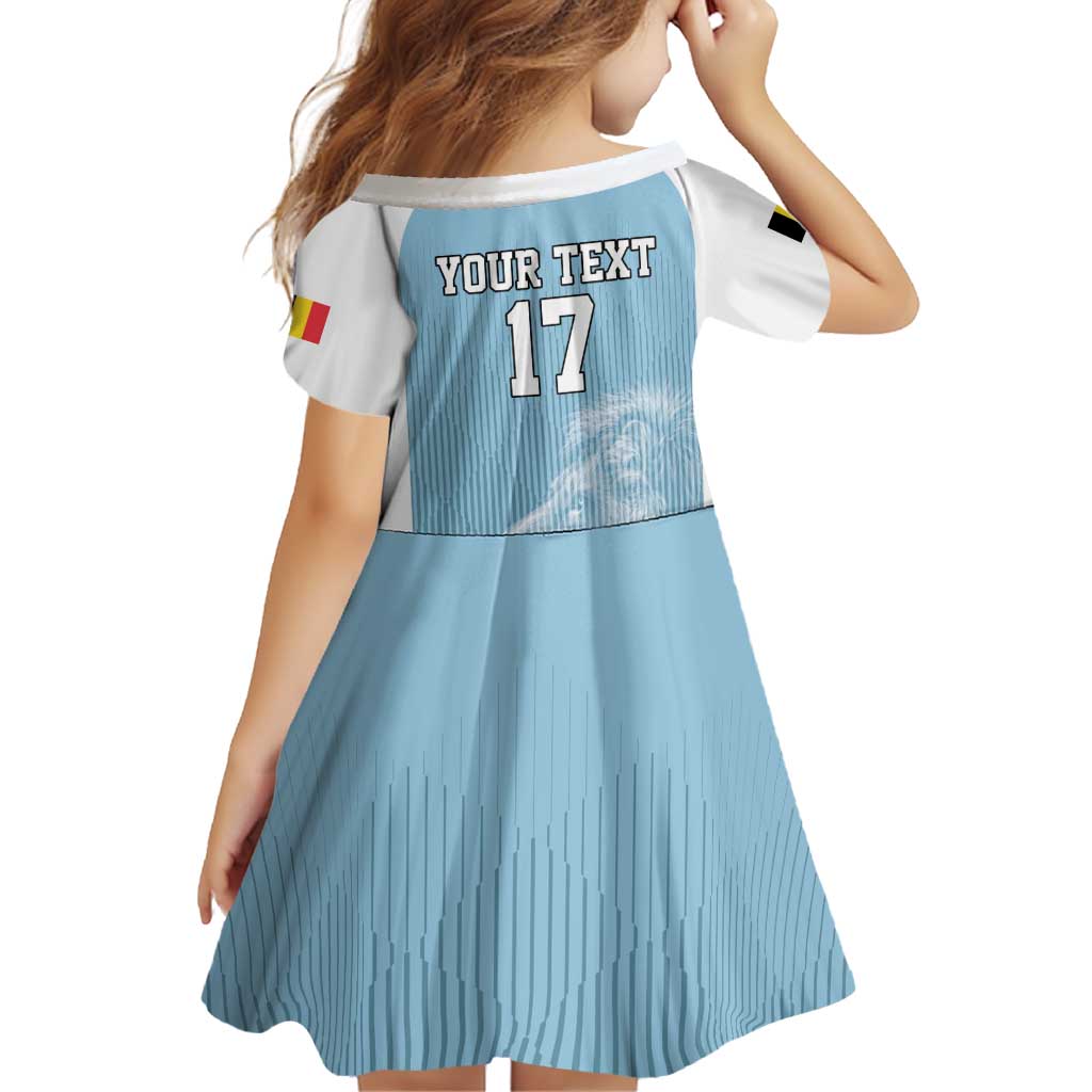 Custom Belgium Football We are Champions Family Matching Off Shoulder Short Dress and Hawaiian Shirt Blue Style Come on De Rode Duivels