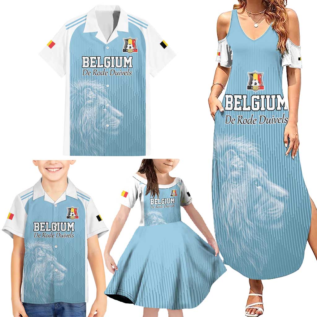 Custom Belgium Football We are Champions Family Matching Summer Maxi Dress and Hawaiian Shirt Blue Style Come on De Rode Duivels