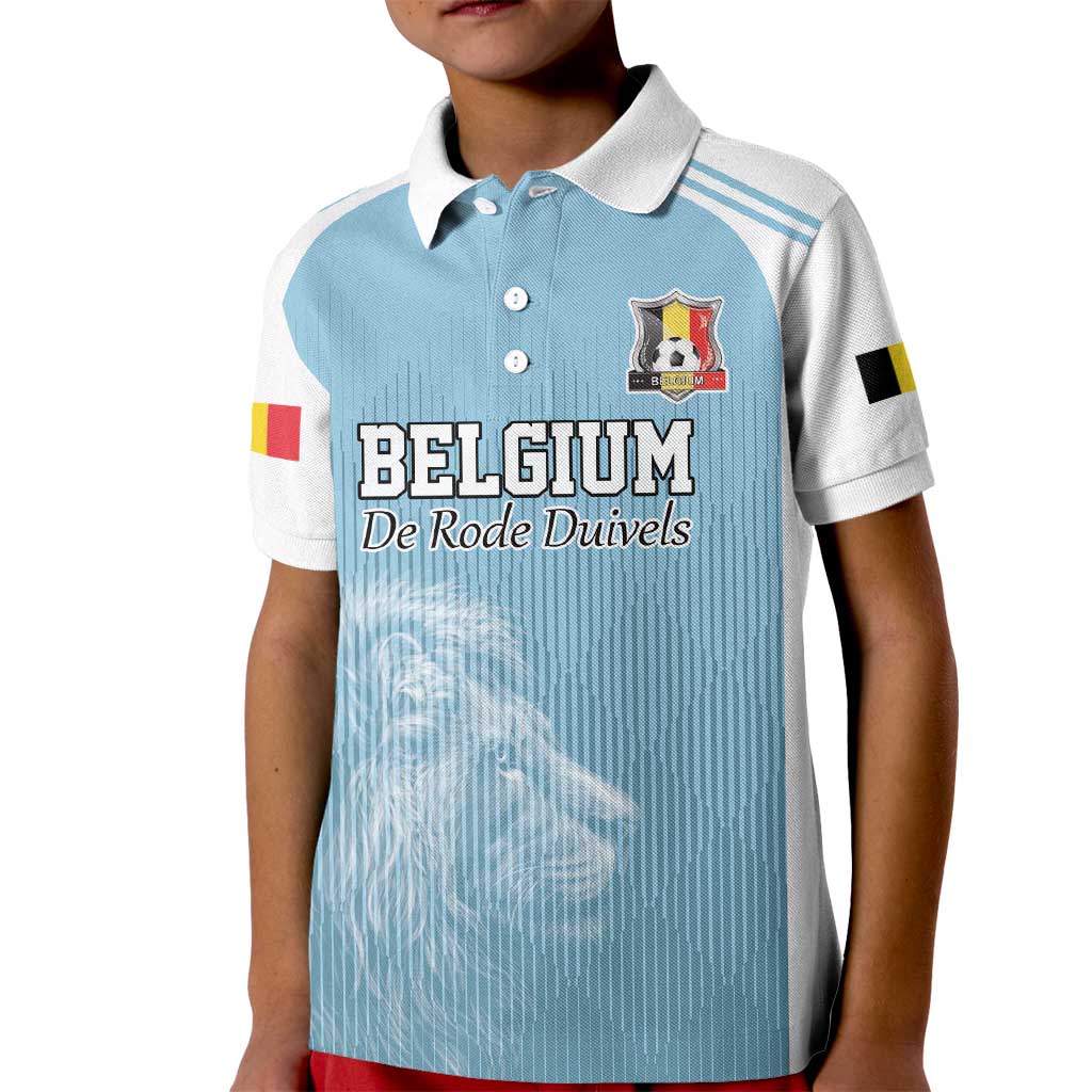 Custom Belgium Football We are Champions Kid Polo Shirt Blue Style Come on De Rode Duivels