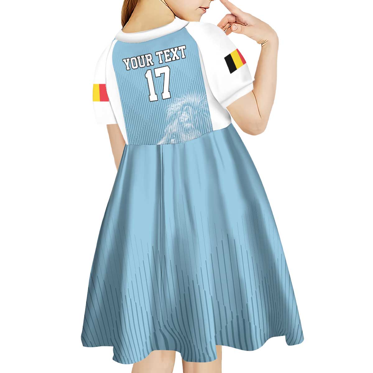 Custom Belgium Football We are Champions Kid Short Sleeve Dress Blue Style Come on De Rode Duivels