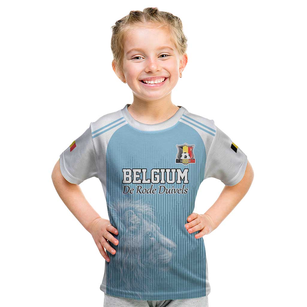 Custom Belgium Football We are Champions Kid T Shirt Blue Style Come on De Rode Duivels