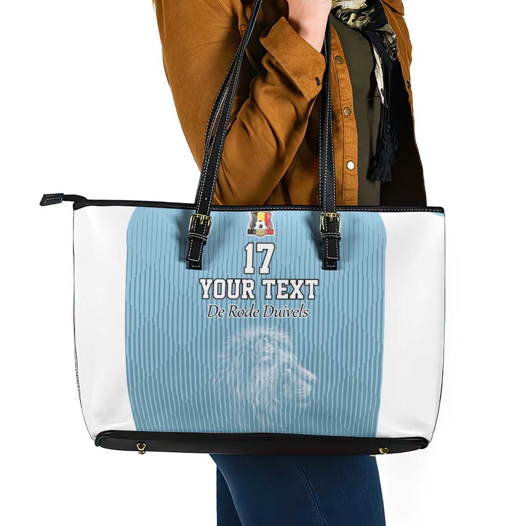 Custom Belgium Football We are Champions Leather Tote Bag Blue Style Come on De Rode Duivels
