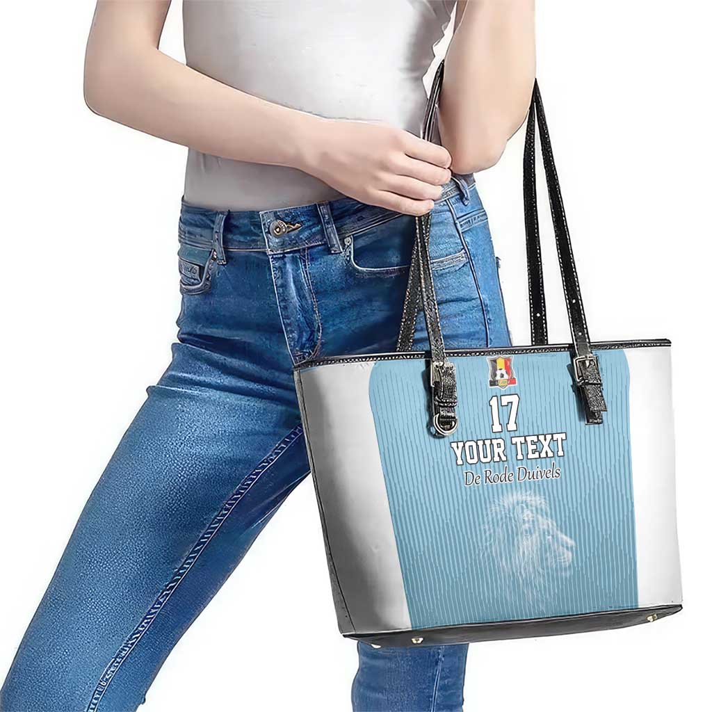 Custom Belgium Football We are Champions Leather Tote Bag Blue Style Come on De Rode Duivels