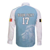 Custom Belgium Football We are Champions Long Sleeve Button Shirt Blue Style Come on De Rode Duivels