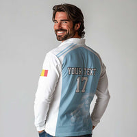 Custom Belgium Football We are Champions Long Sleeve Polo Shirt Blue Style Come on De Rode Duivels