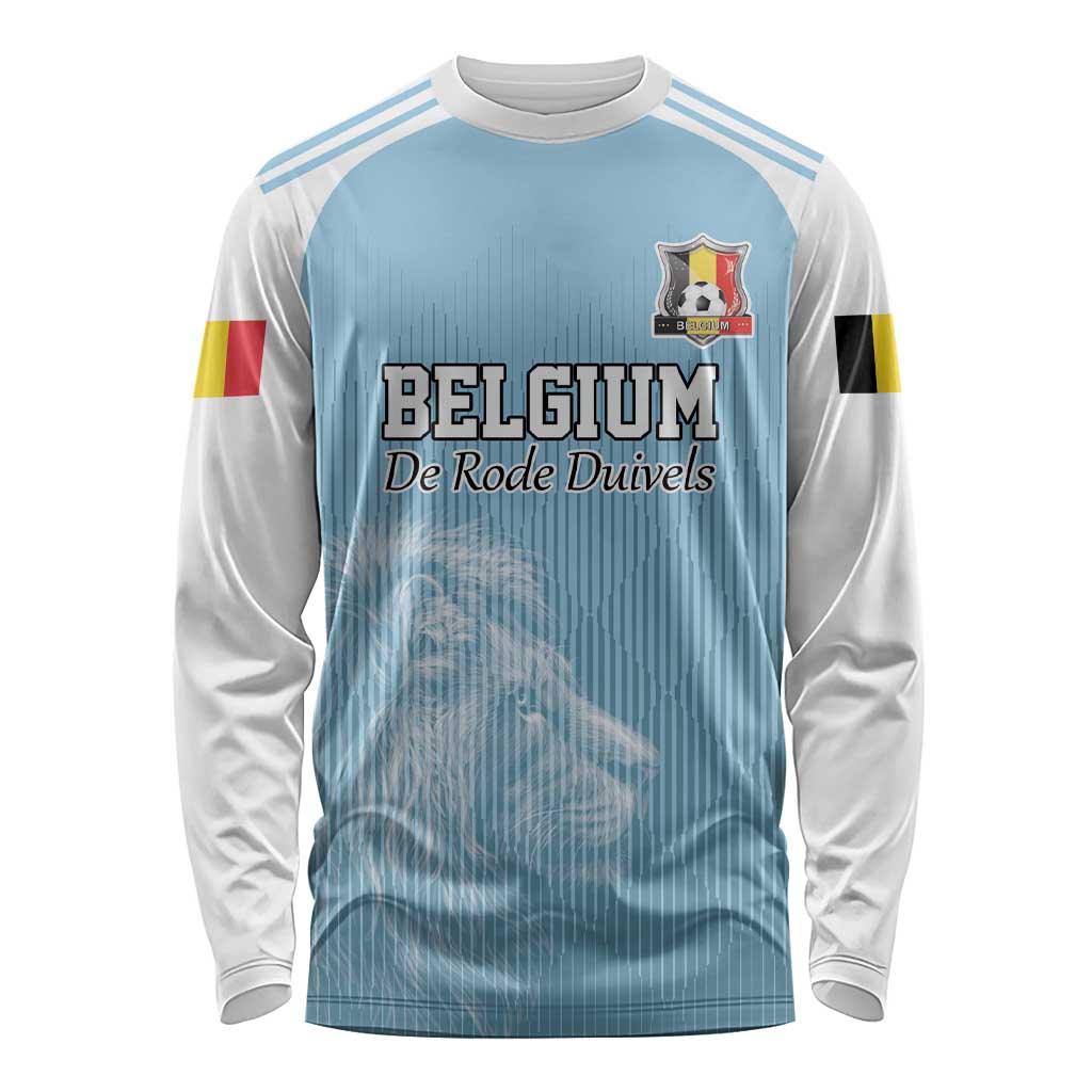 Custom Belgium Football We are Champions Long Sleeve Shirt Blue Style Come on De Rode Duivels