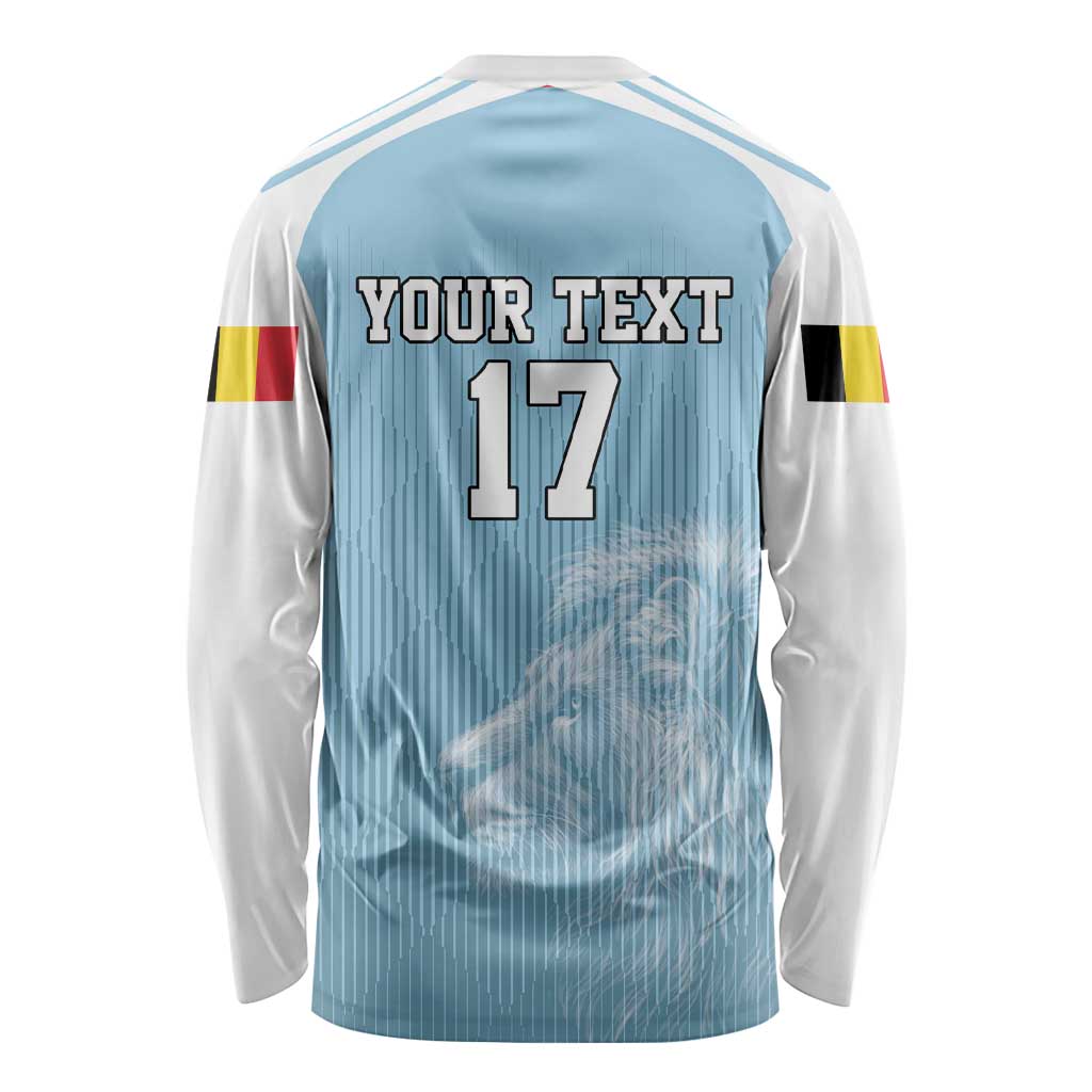 Custom Belgium Football We are Champions Long Sleeve Shirt Blue Style Come on De Rode Duivels