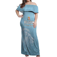 Custom Belgium Football We are Champions Off Shoulder Maxi Dress Blue Style Come on De Rode Duivels