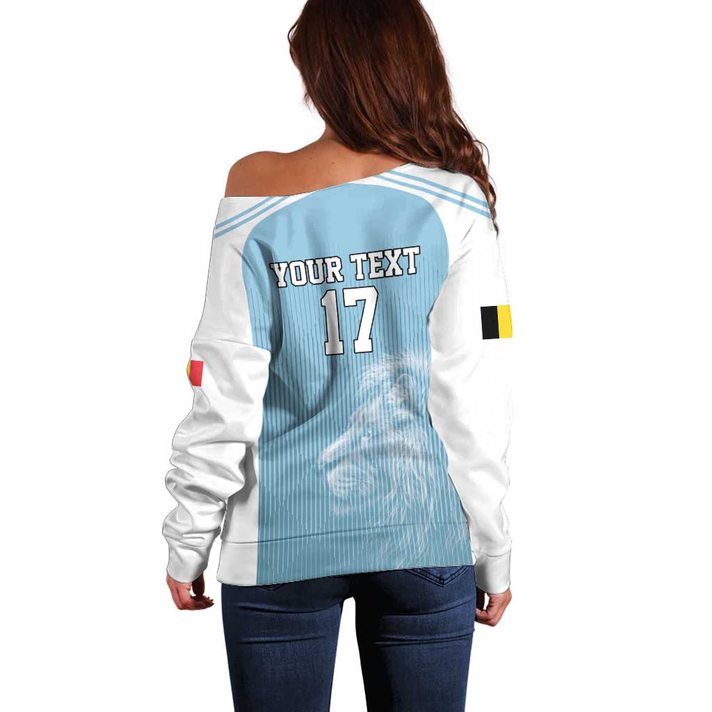 Custom Belgium Football We are Champions Off Shoulder Sweater Blue Style Come on De Rode Duivels