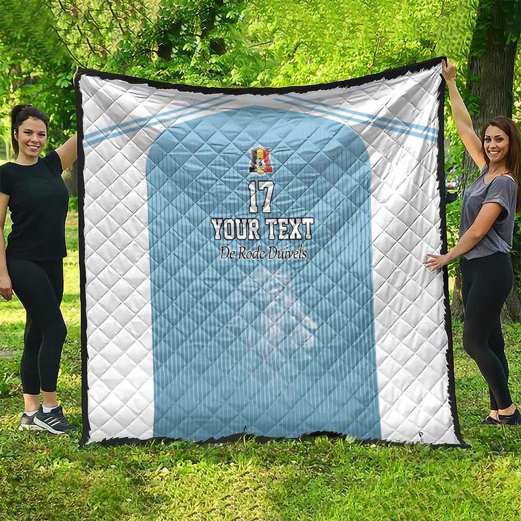 Custom Belgium Football We are Champions Quilt Blue Style Come on De Rode Duivels