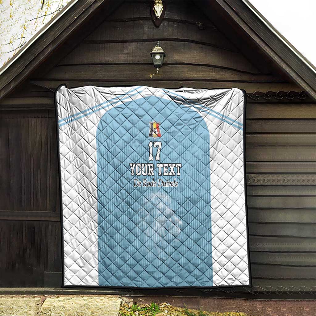 Custom Belgium Football We are Champions Quilt Blue Style Come on De Rode Duivels