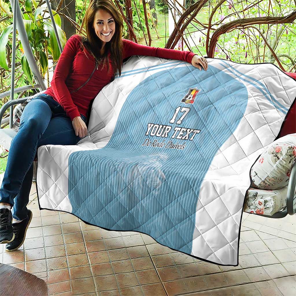 Custom Belgium Football We are Champions Quilt Blue Style Come on De Rode Duivels