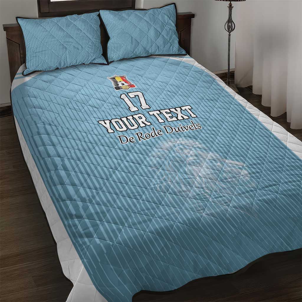 Custom Belgium Football We are Champions Quilt Bed Set Blue Style Come on De Rode Duivels