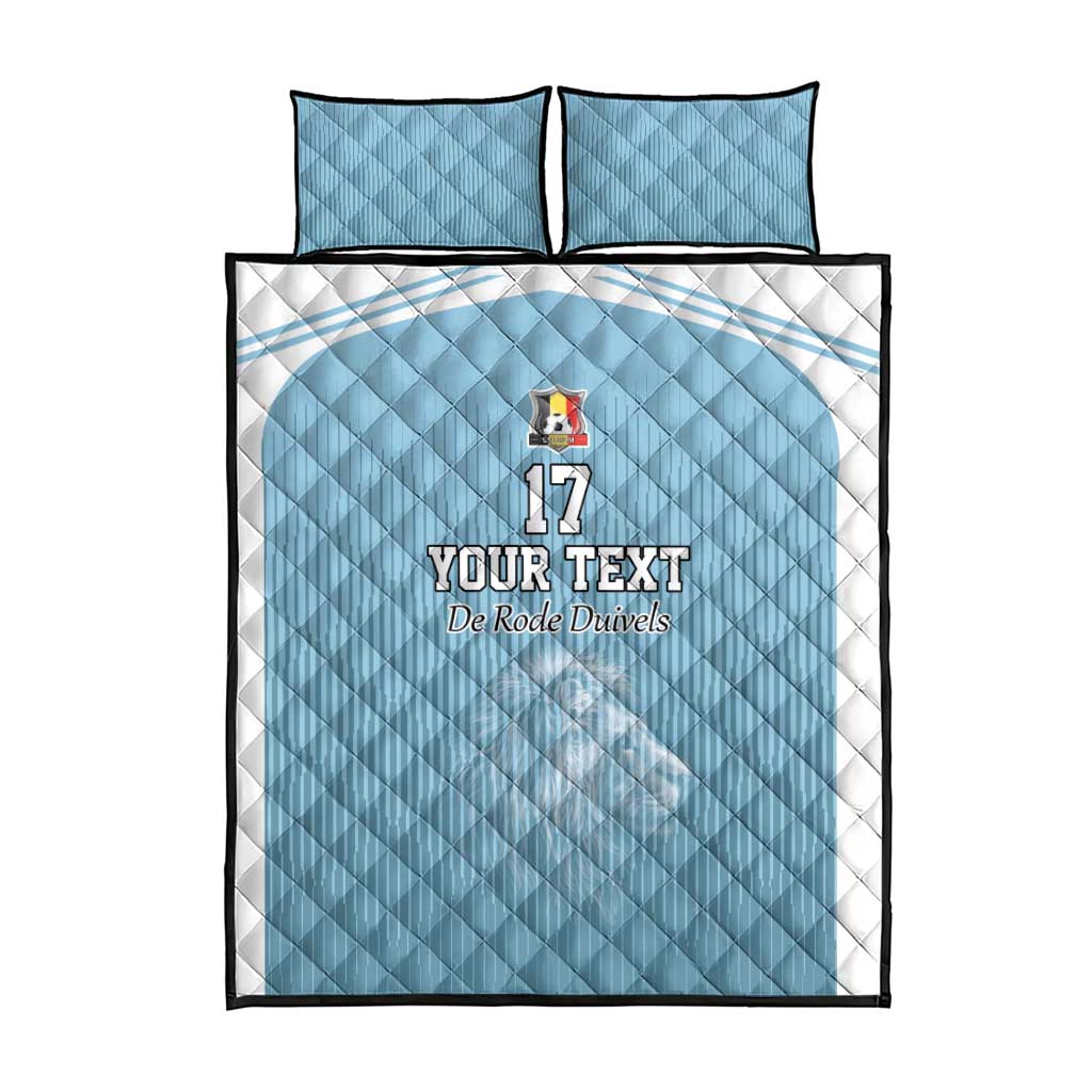 Custom Belgium Football We are Champions Quilt Bed Set Blue Style Come on De Rode Duivels