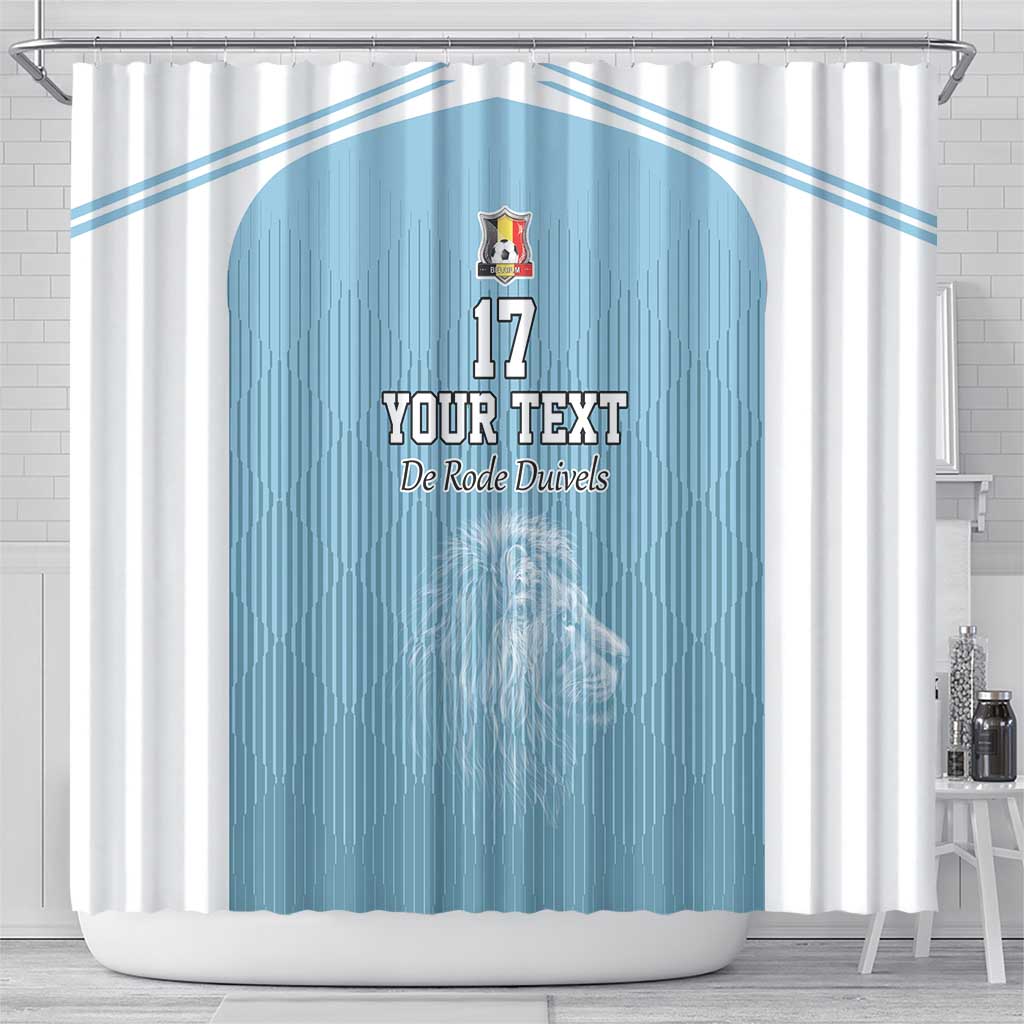 Custom Belgium Football We are Champions Shower Curtain Blue Style Come on De Rode Duivels