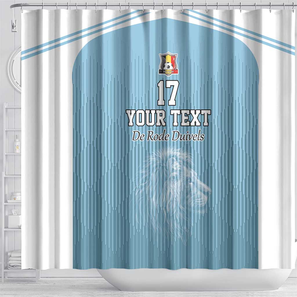 Custom Belgium Football We are Champions Shower Curtain Blue Style Come on De Rode Duivels