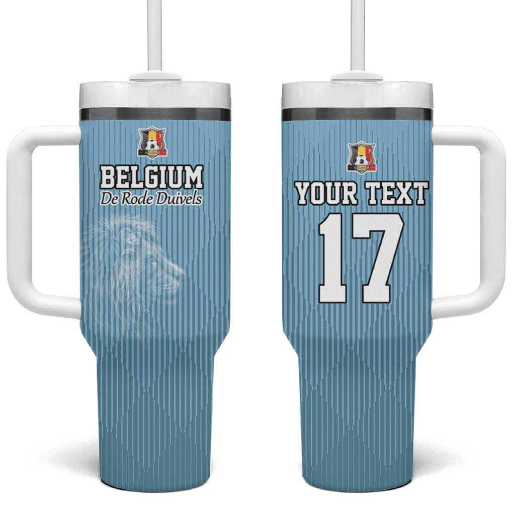 Custom Belgium Football We are Champions Tumbler With Handle Blue Style Come on De Rode Duivels
