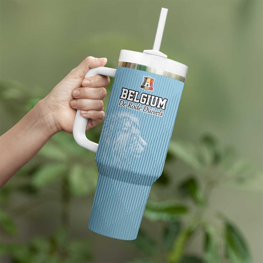 Custom Belgium Football We are Champions Tumbler With Handle Blue Style Come on De Rode Duivels