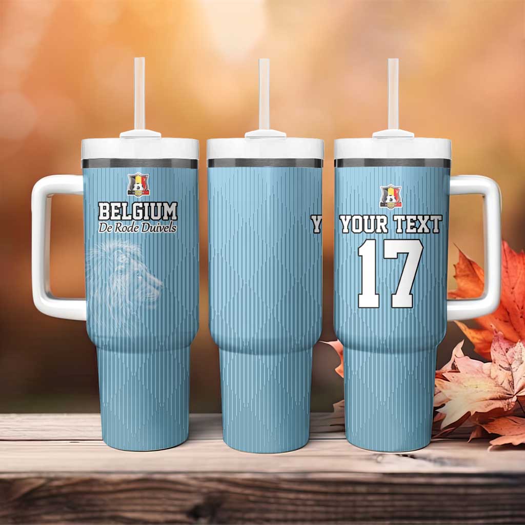 Custom Belgium Football We are Champions Tumbler With Handle Blue Style Come on De Rode Duivels