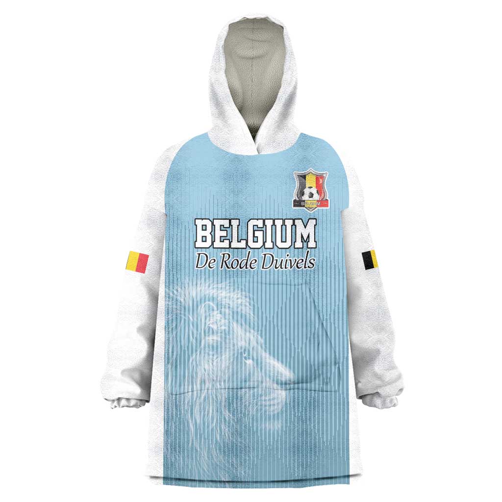 Custom Belgium Football We are Champions Wearable Blanket Hoodie Blue Style Come on De Rode Duivels