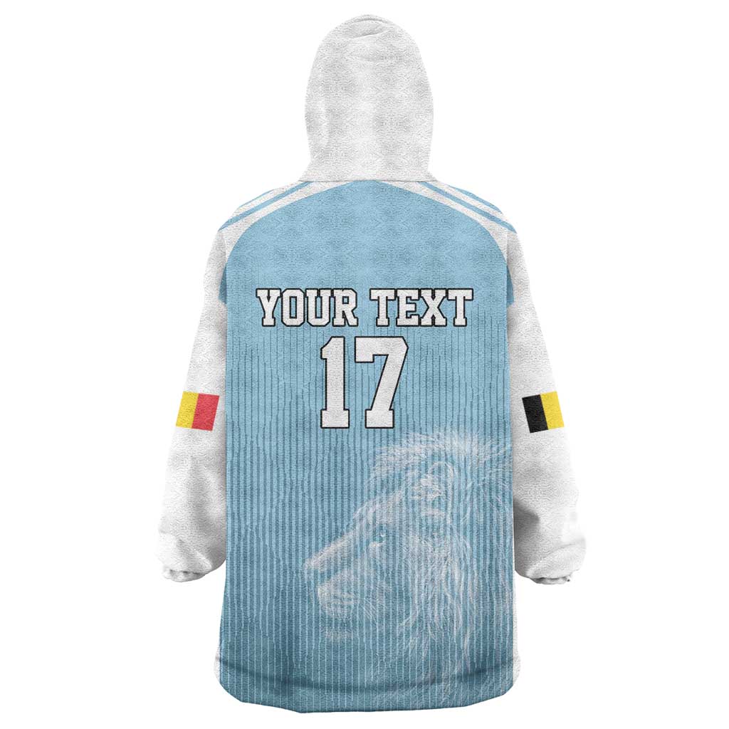 Custom Belgium Football We are Champions Wearable Blanket Hoodie Blue Style Come on De Rode Duivels
