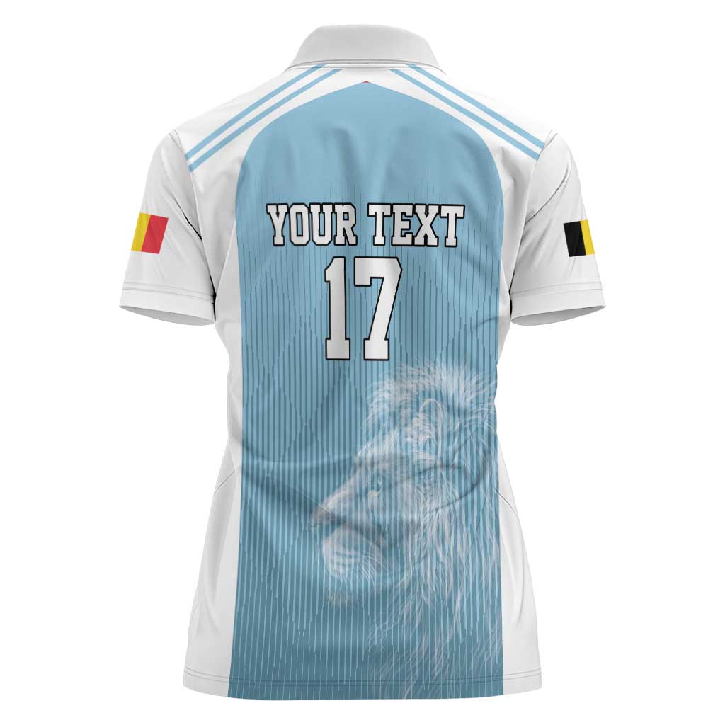 Custom Belgium Football We are Champions Women Polo Shirt Blue Style Come on De Rode Duivels