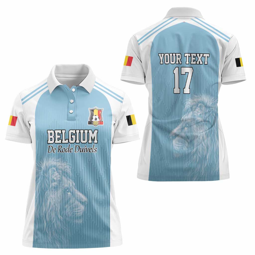 Custom Belgium Football We are Champions Women Polo Shirt Blue Style Come on De Rode Duivels