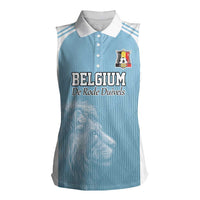Custom Belgium Football We are Champions Women Sleeveless Polo Shirt Blue Style Come on De Rode Duivels