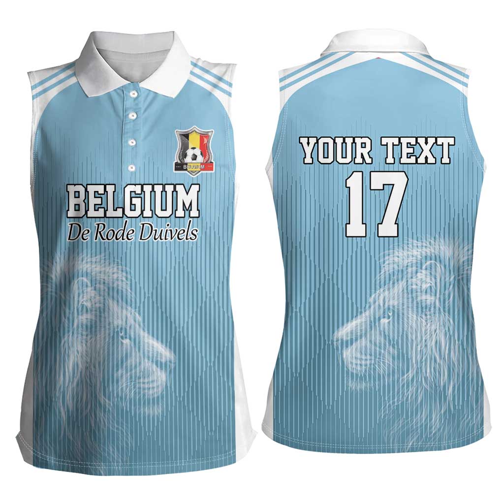 Custom Belgium Football We are Champions Women Sleeveless Polo Shirt Blue Style Come on De Rode Duivels
