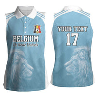 Custom Belgium Football We are Champions Women Sleeveless Polo Shirt Blue Style Come on De Rode Duivels