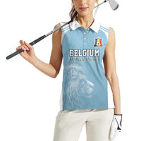Custom Belgium Football We are Champions Women Sleeveless Polo Shirt Blue Style Come on De Rode Duivels