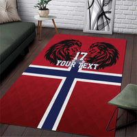 Custom Norway Football Area Rug Lion Sporty Style